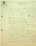 Carta de Teófilo Braga dirigida a Adriano Augusto de Pina Vidal, Secretário, pedindo-lhe que reunisse com o ministro do reino para que este revertesse os efeitos do ofício da Inspeção das Bibliotecas e Arquivos que impedia a consulta de documentos no Arquivo Nacional da Torre do Tombo na ausência de portaria especial