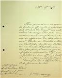 Carta de José Vicente Barbosa du Bocage dirigida a Adriano Augusto de Pina Vidal, Secretário, indicando os nomes de Francisco Manuel de Melo Breyner e António Xavier Pereira Coutinho para procederem ao exame do herbário oferecido à Academia pelo sócio João Cardoso Jr.