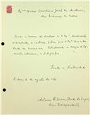 Carta de António Cabreira dirigida a Aquiles Machado, Secretário, informando da devolução de formulário e envio de fotografia, conforme solicitado