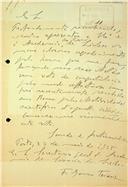 Carta de Francisco Gomes Teixeira dirigida a Cristóvão Aires de Magalhães Sepúlveda, Secretário, agradecendo o voto de congratulação recebido pela sua estadia científica em Roma 