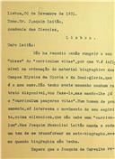 Carta de Fidelino de Sousa Figueiredo dirigida a Joaquim Antunes Leitão, Secretário, remetendo informações para a sua biografia