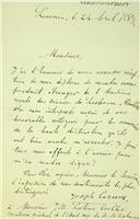 Carta de Joseph Antoine Carnoy para José Maria Latino Coelho, Secretário, agradecendo o envio do respetivo diploma de sócio correspondente estrangeiro da Academia