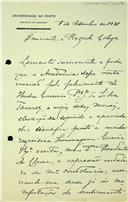 Carta de Júlio Guilherme de Bettencourt Ferreira remetendo votos de pesar pelo falecimento do Pe. Joaquim da Silva Tavares