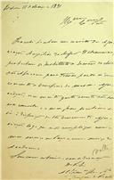 Carta de Pedro José Agostinho de Mendoça Rolim de Moura Barreto, 2.º Duque de Loulé, em resposta a convite para tomar parte em concerto