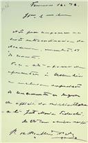 Carta de Raimundo António de Bulhão Pato justificando a sua ausência em sessão extraordinária da Academia