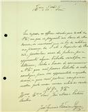 Carta de João Inácio Ferreira Lapa para José Maria Latino Coelho, Secretário, dando resposta à circular acerca da sessão com D. Pedro, Imperador do Brasil, informando que não dispõe de trabalho científico para ser apresentado e que não irá comparecer