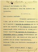 Carta de Fidelino de Sousa Figueiredo dirigida a Joaquim Antunes Leitão, Secretário, encomendando uma reserva de 50 exemplares da sua comunicação "De regresso a Hollywood (reflexões sobre o cinema)"