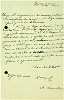 Bilhete de Alexandre Herculano remetendo o seu voto para a eleição do cargo de Vice-Presidente na impossibilidade de comparecer à sessão da Assembleia Geral