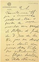 Carta de Francisco Gomes Teixeira solicitando, no âmbito da sua investigação, empréstimo de obra de D. João de Castro para estudar o método proposto por Pedro Nunes na determinação da latitude 