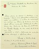 Carta de António Cabreira dirigida a Júlio Dantas, Presidente, oferecendo o seu trabalho "Théorie d'un planisphère métrique terrestre"